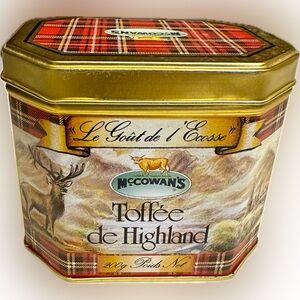 VTG Y2K 2000 McCOWANS Toffee de Highland Tin - Red and Gold A TASTE OF SCOTLAND